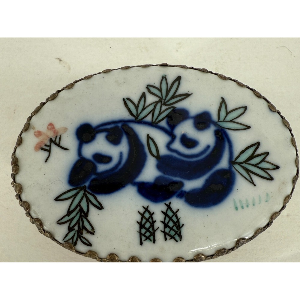 Cobalt Blue Porcelain Small Pill Box Trinket box jewelry box Pandas